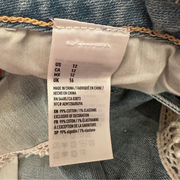 American Eagle outfitters stretch Shortie denim shorts size 12 - Picture 3 of 7